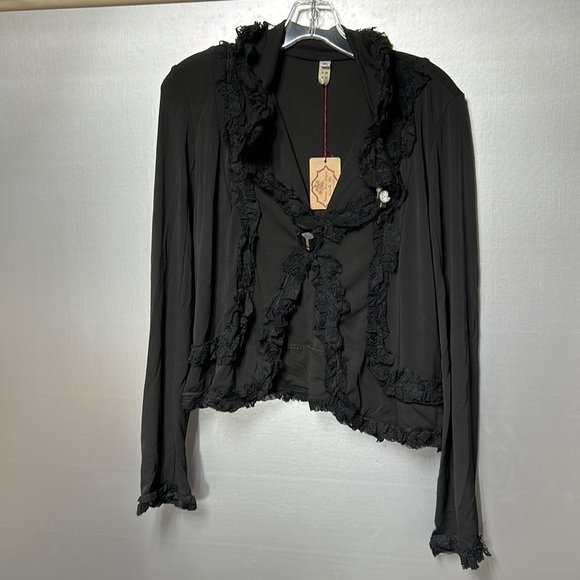 Look gold label size XS long sleeve black overlay boutique wear. NWT - Picture 1 of 15